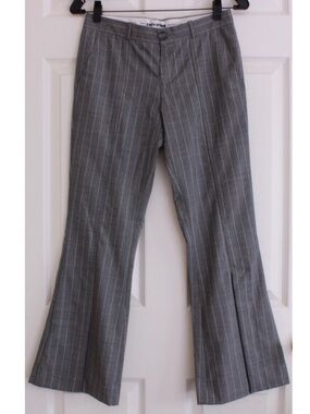 Each X Other Grey Wool Pin Stripe Flare Pants Trousers Pockets